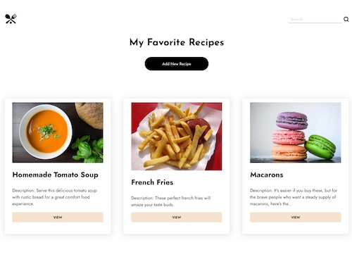 recipe app screenshot